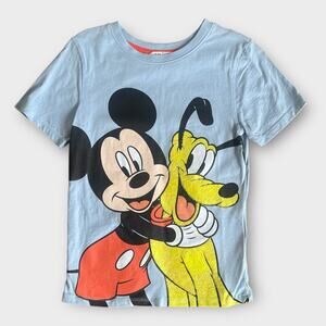 H&M Unisex Sequin Mickey & Goofy Blue Tee (Size 6X/7) – Fun & Stylish